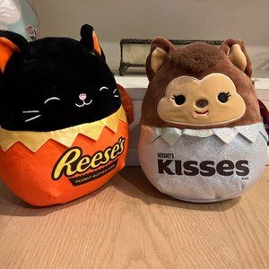 NWT 8in HERSHEY'S SQUISHMALLOWS COTTON REESES PEANUT BUTTER & LYCA KISS SET OF 2